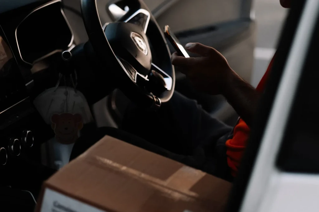 Selena Courier van delivering packages in collaboration with Amazon in London
