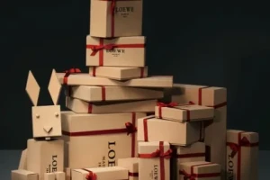 Courier delivering a gift for a concierge service in London.