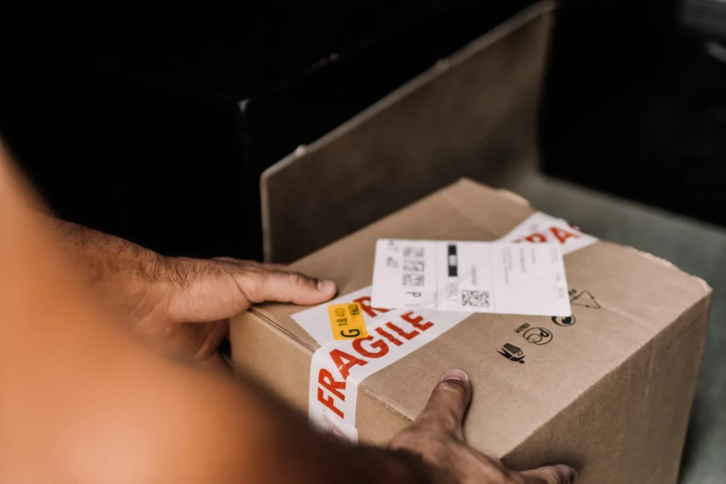 Courier delivering prescriptions to a home