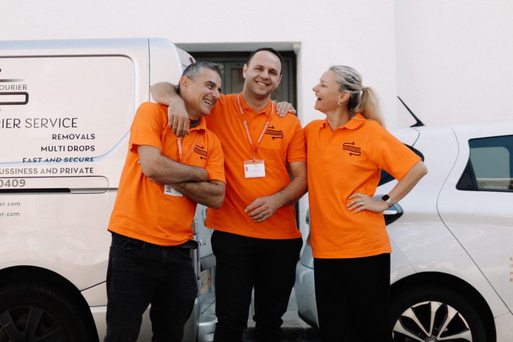 Selena Courier Service team in uniform, dedicated to reliable deliveries across London.