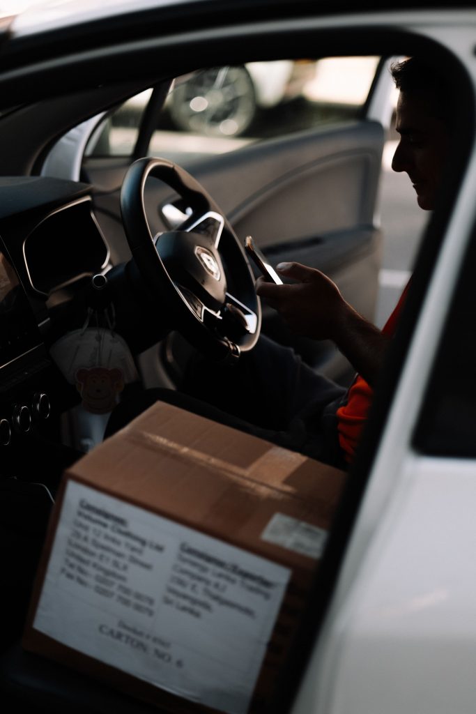 Selena Courier van delivering packages in collaboration with Amazon in London
